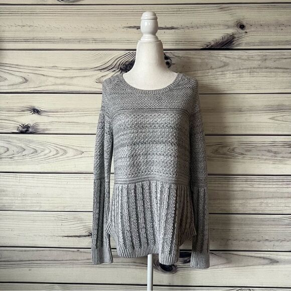 Athleta Borealis Grey Textured Cable Knit Wool Blend Sweater - Picture 1 of 9